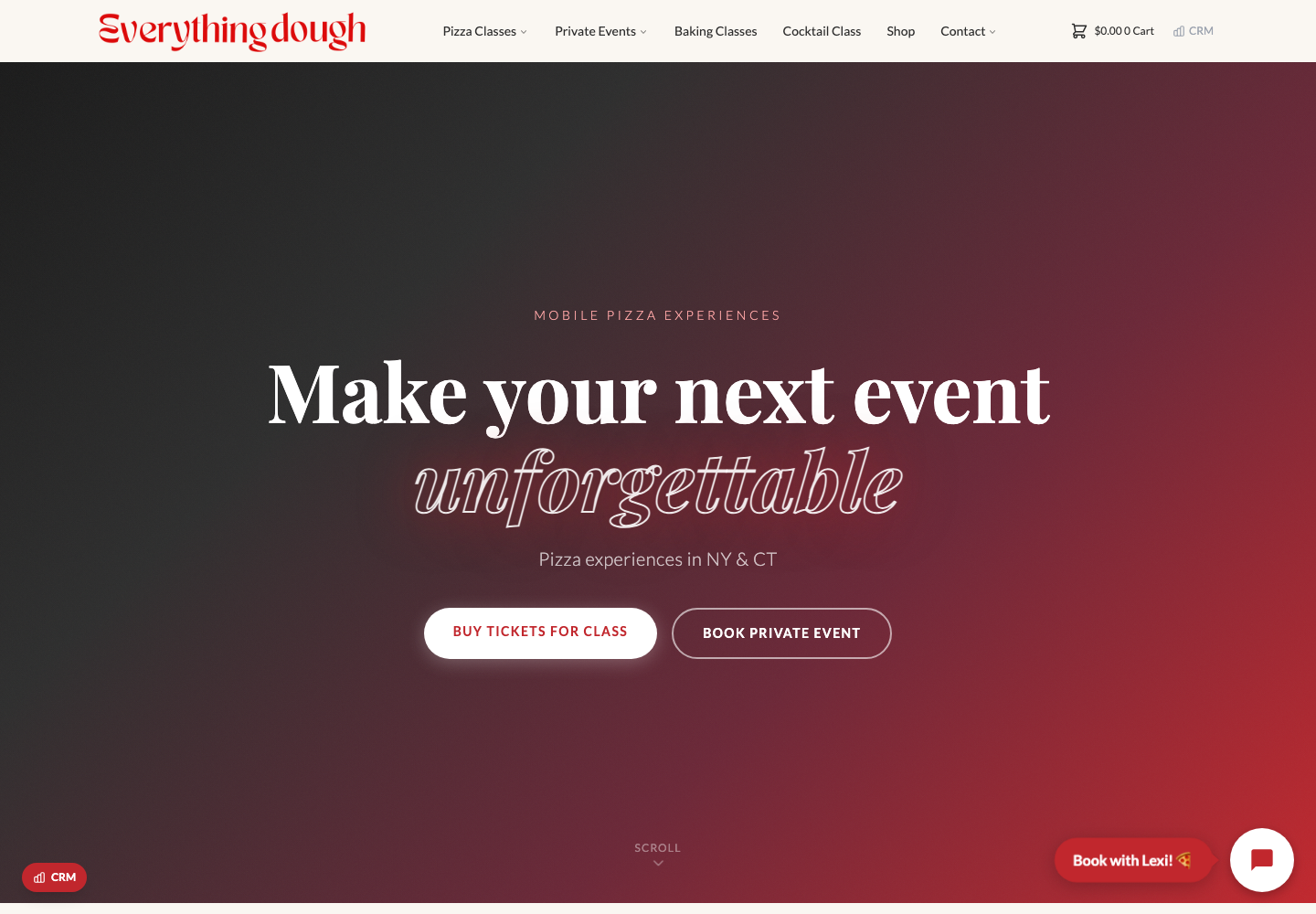 Homepage of the Everything Dough hackathon demo